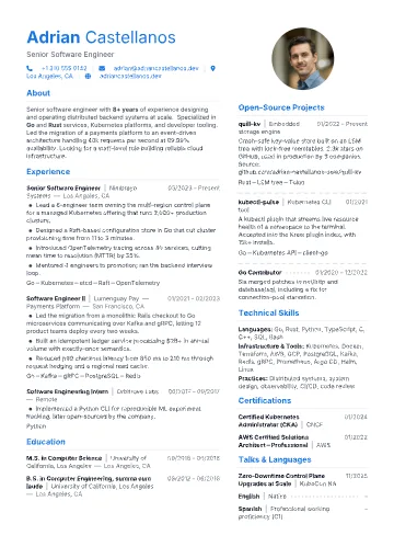 Folio resume template preview
