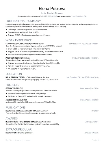 Modern Deedy resume template preview